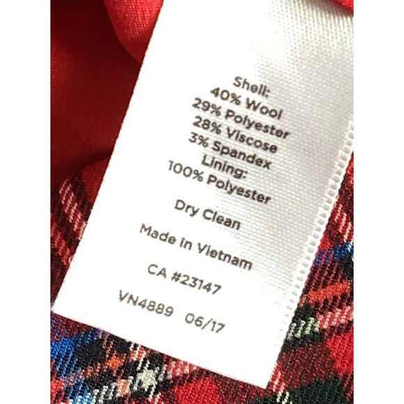 Talbots size 12 tartan scalloped plaid skirt holiday Christmas red wool blend - Picture 7 of 10